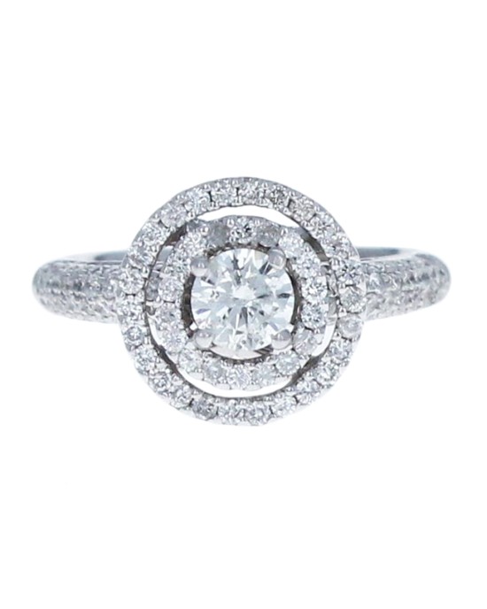 Double Halo Diamond Ring in White Gold